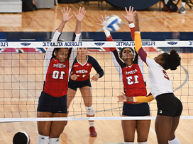 Women playing volleyball